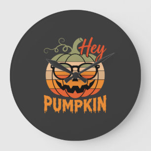 Hey Pumpkin Retro Halloween Sonnenbrille Große Wanduhr