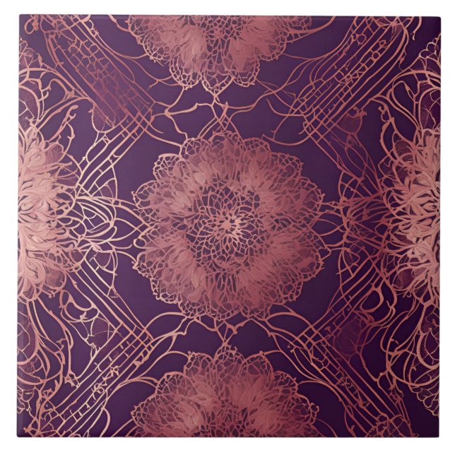 Hey Rosegold Floral AI art Fliese (Vorderseite)