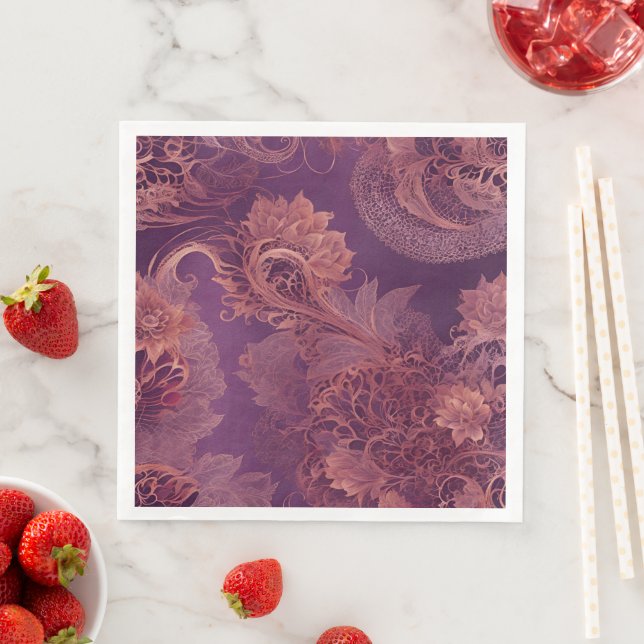 Hey Rosegold Floral AI-Kunst  Serviette (Beispiel)