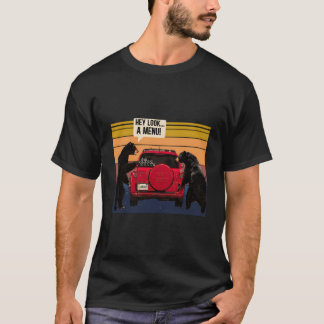 Hey Schau dir ein Menü Camping Camper Retro Vintag T-Shirt