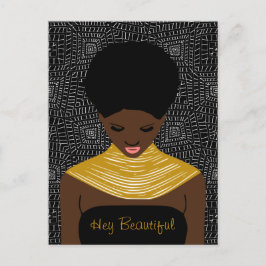 Hey schöne schwarze Frau mit einer Tribal-Nekklace Postkarte