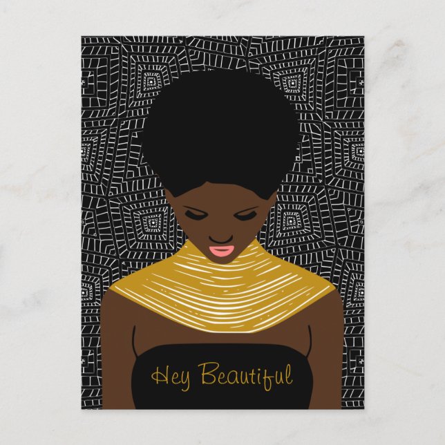 Hey schöne schwarze Frau mit einer Tribal-Nekklace Postkarte (Vorderseite)