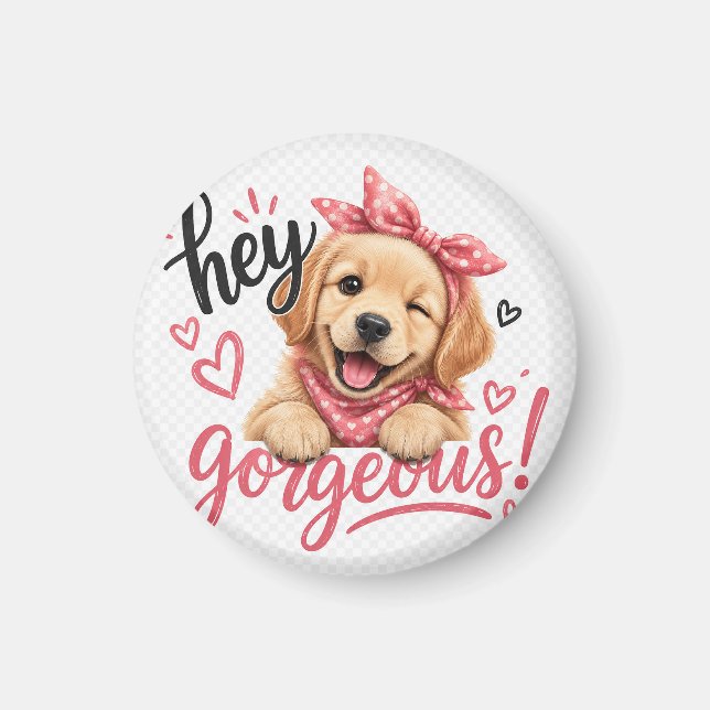 Hey Schönes Süßes Hund Design Magnet (Vorne)