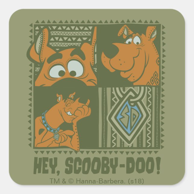 Hey Scooby-Doo Tribal Square Grafik Quadratischer Aufkleber (Vorderseite)
