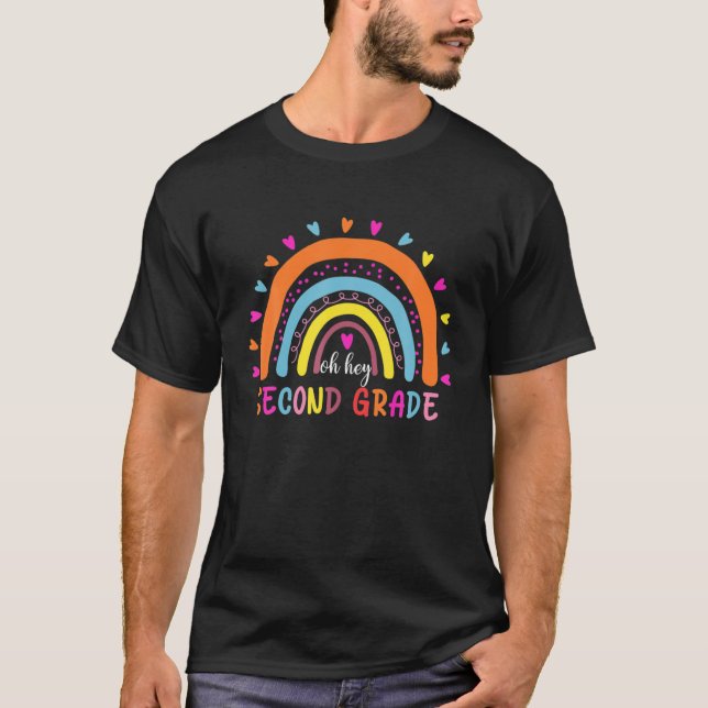 Hey, Second Grade Squad Crew Lehrer Rainbow T T-Shirt (Vorderseite)