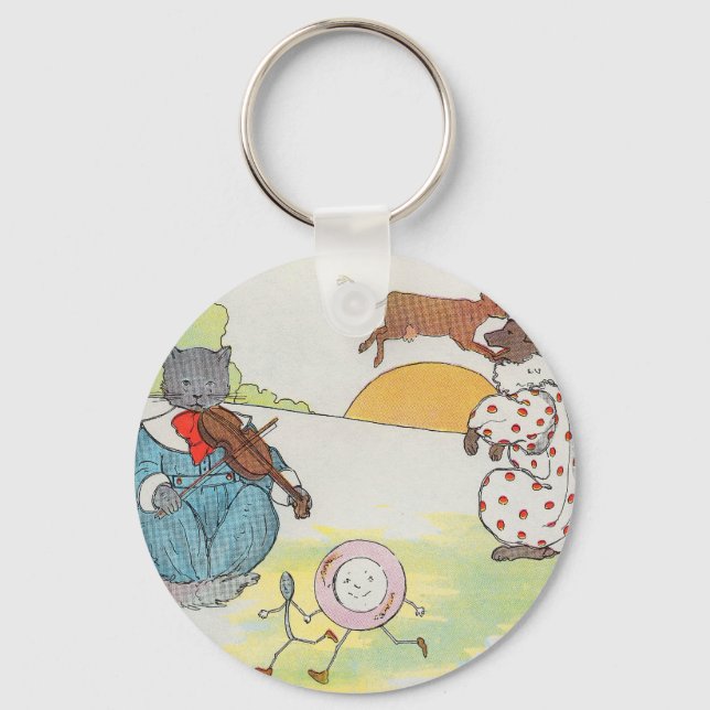 Hey, stecke ab! Die Katze und das Fiddle Schlüsselanhänger (Vorderseite)