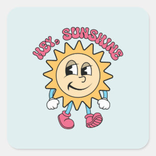 Hey, Sunshine - Summer Vibes Quadratischer Aufkleber