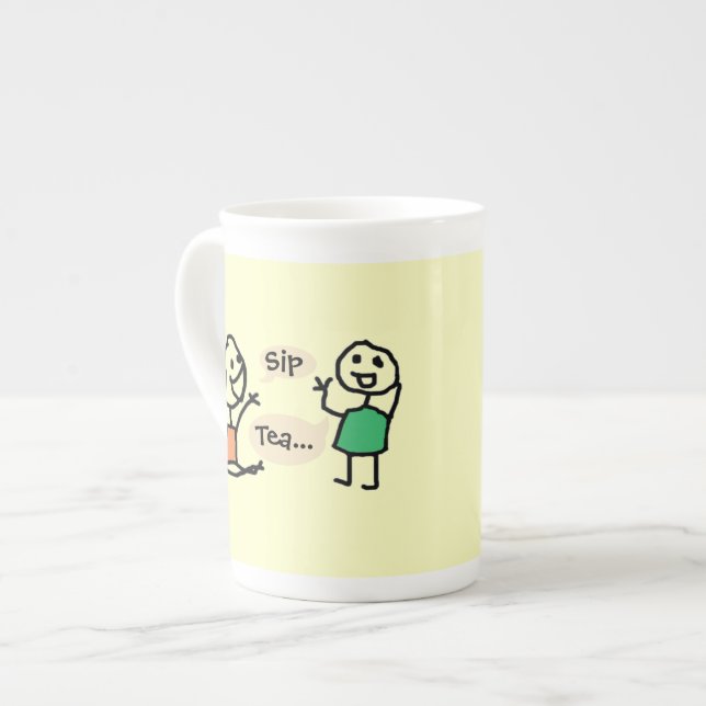 Hey Wanna Sip Tea Bone China Cups von RoseWrites Prozellantasse (Vorderseite Links)