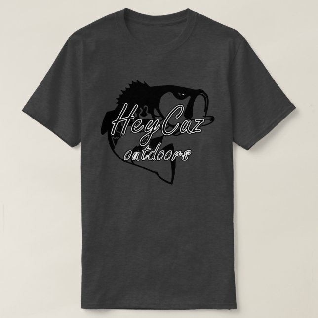 HeyCuz Outdoor Fisch Schwarz und Weiß T-Shirt (Design vorne)