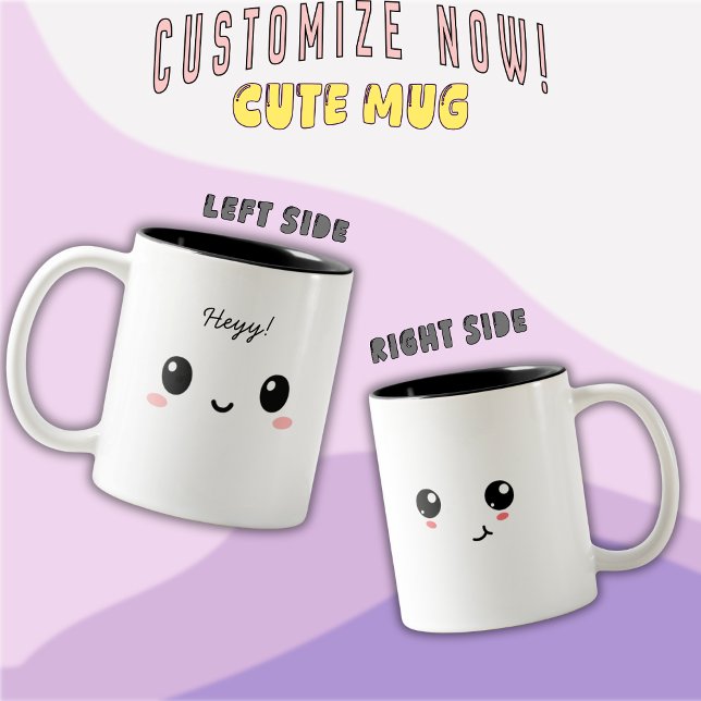 “Heyy!” Cute Face Two-Tone Cofee Mug Zweifarbige Tasse (Von Creator hochgeladen)