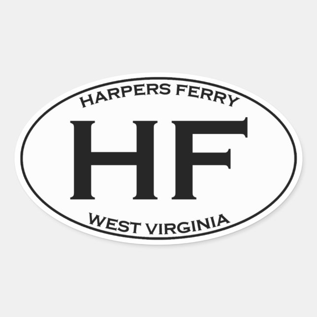 HF - Harpers Ferry West Virginia Ovaler Aufkleber (Vorderseite)