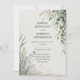 HHS Greenery Botanische Aquarell Elegante Hochzeit Einladung