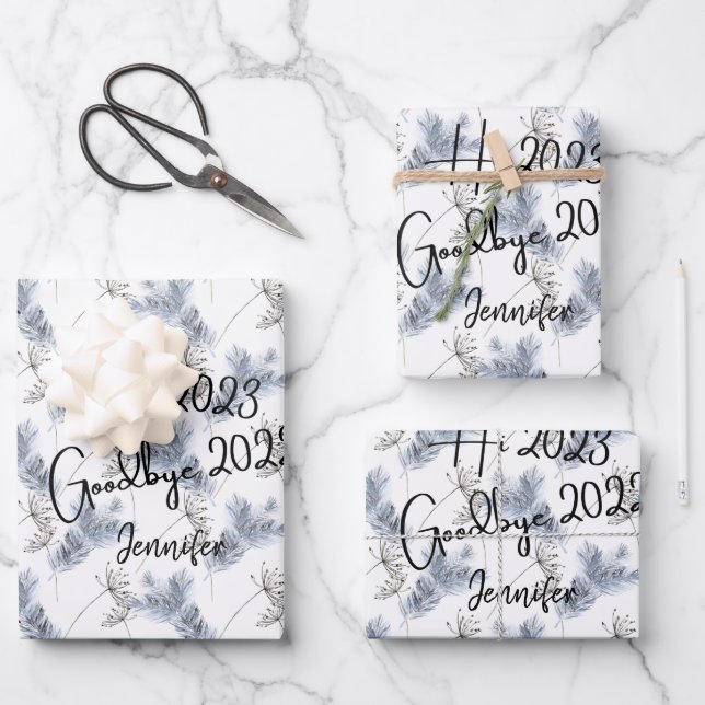 Hi 2023 Auf Wiedersehen 2022 Geschenkpapier Set (Vorderseite)