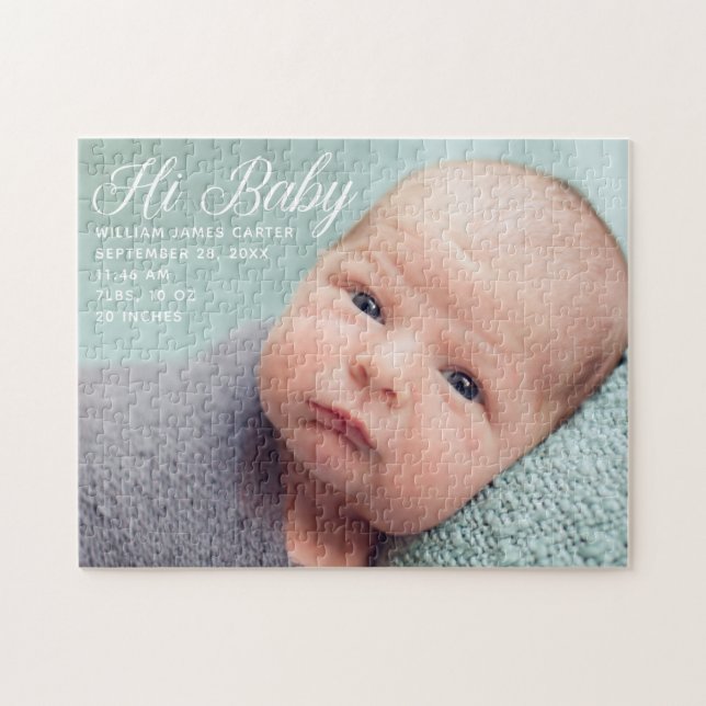 Hi Baby Foto Chic White Script Neugeborene (Horizontal)