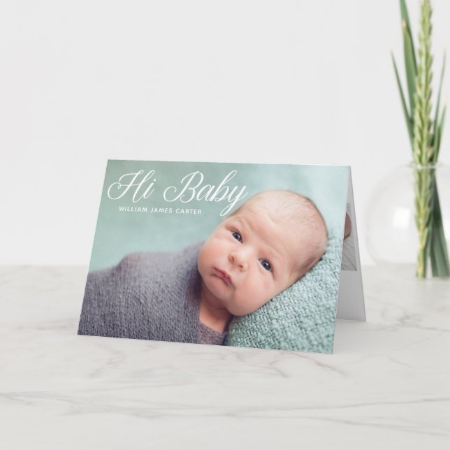 Hi Baby Foto Elegant Simple Chic Newborn Ankündigung (Vorderseite)