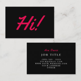 Hi Beruflich Pink Red Black Modern Visitenkarte