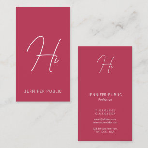 Hi Business Cards Moderne vertikale Typografie Visitenkarte
