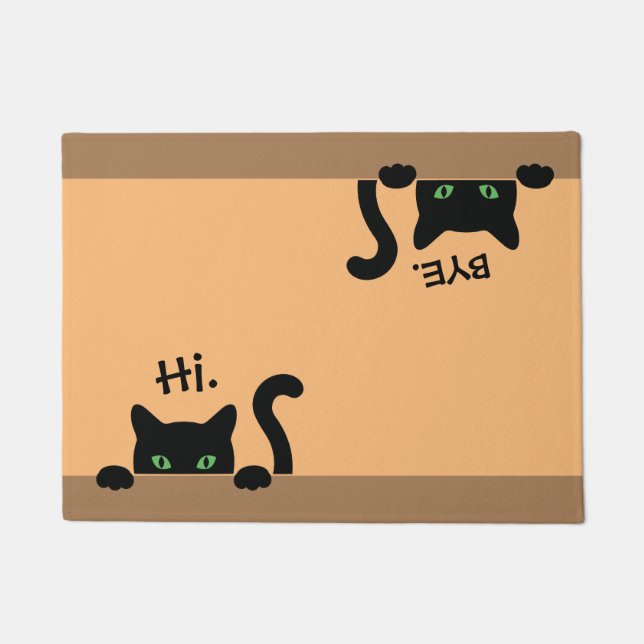 Hi Bye Cat Doormat New Zuhause Gift Wedding Gift B Fußmatte (Vorderseite)
