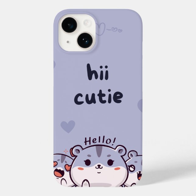 Hi Cutie – Soft Aesthetic Cute Text Design Case-Mate iPhone 14 Hülle (Rückseite)