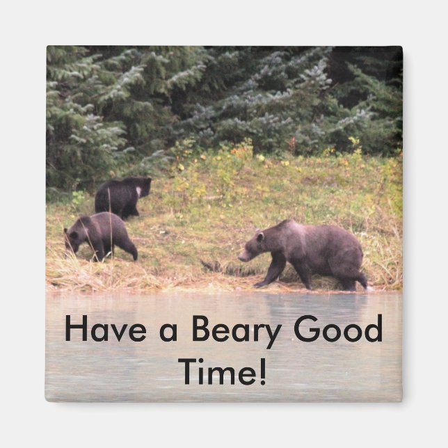Hi def Fotografie von Mutter Grizzly und 2 Cubs Magnet (Vorne)