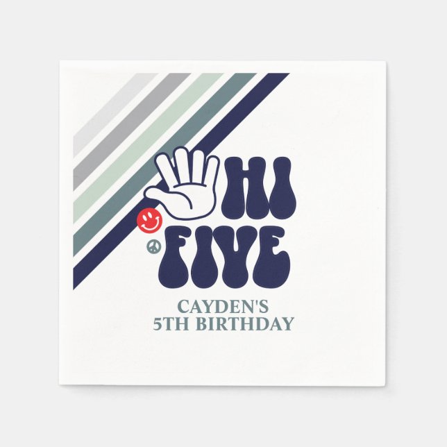 HI FIVE Retro-Streifen Serviette (Vorderseite)