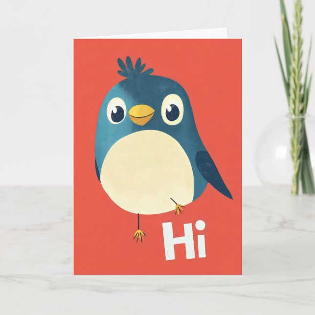 Hi Funny Bird Feiertagskarte (Vorderseite)
