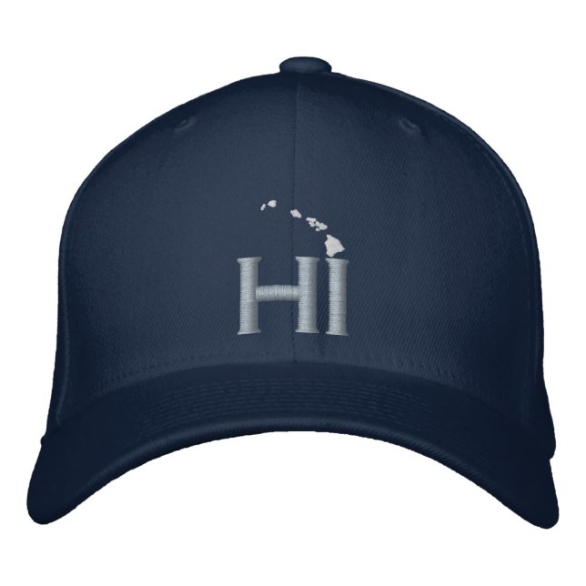 HI für Hawaii - Inselkette: Blauer Hawaii Bestickte Baseballkappe (Vorderseite)