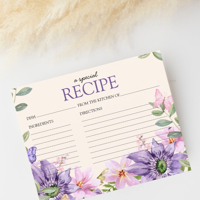 Hi gibt ihrem Schmetterling Recipe Card Brautparty (Bridal Shower Recipe Card "he gives her butterflies")