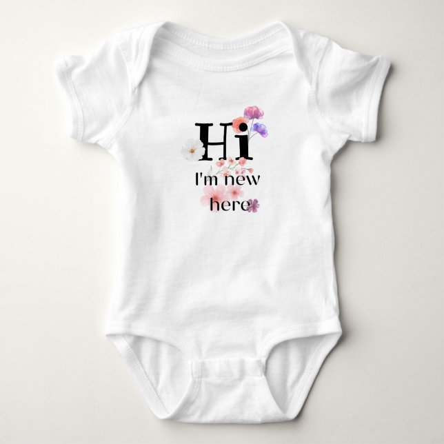 Hi i am new here - flowers baby name baby strampler (Vorderseite)