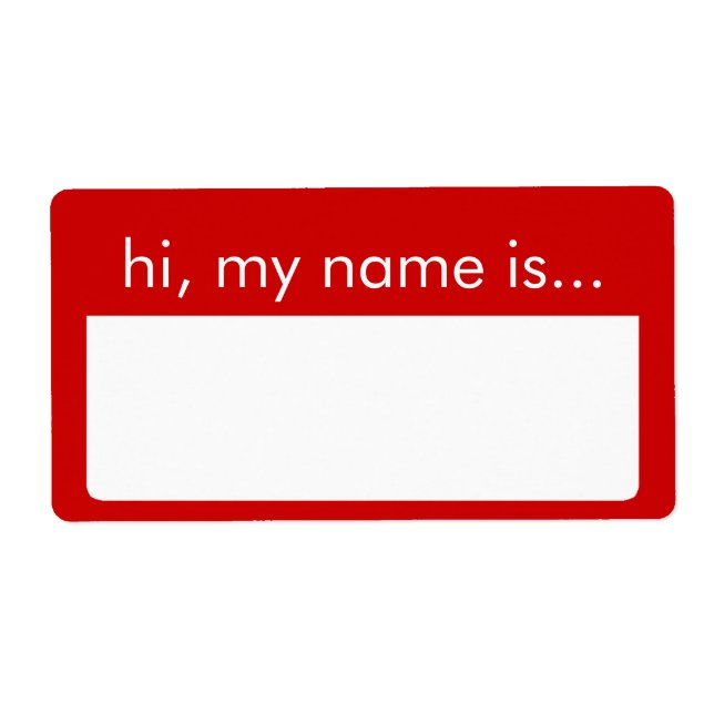 Hi, mein Name ist, die Labels mit rotem Namen (Vorne)