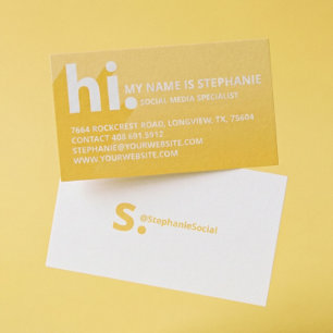 Hi Mein Name ist muffig diagonal Shadow Yellow Gra Visitenkarte