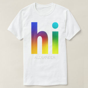 Hi Rainbow Gay LGBT Que Trendname Personalisiert T-Shirt