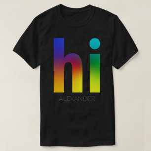 Hi Rainbow Gay LGBT Que Trendy Personalisiert Name T-Shirt