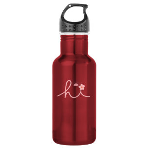 "hi" Schrift Berg Sonnenuntergang Design Edelstahlflasche