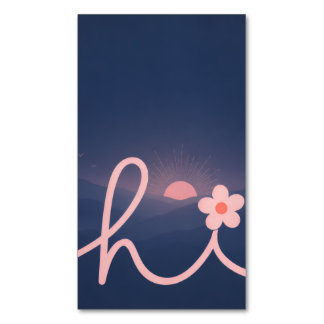"hi" Schrift Berg Sonnenuntergang Design Magnetische Visitenkarte