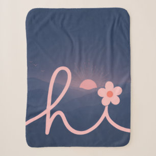 "hi" Schrift Berg Sonnenuntergang Design Sherpadecke