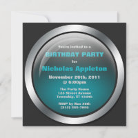 Hi-Tech Sphere Blue Anniversaire Invitations