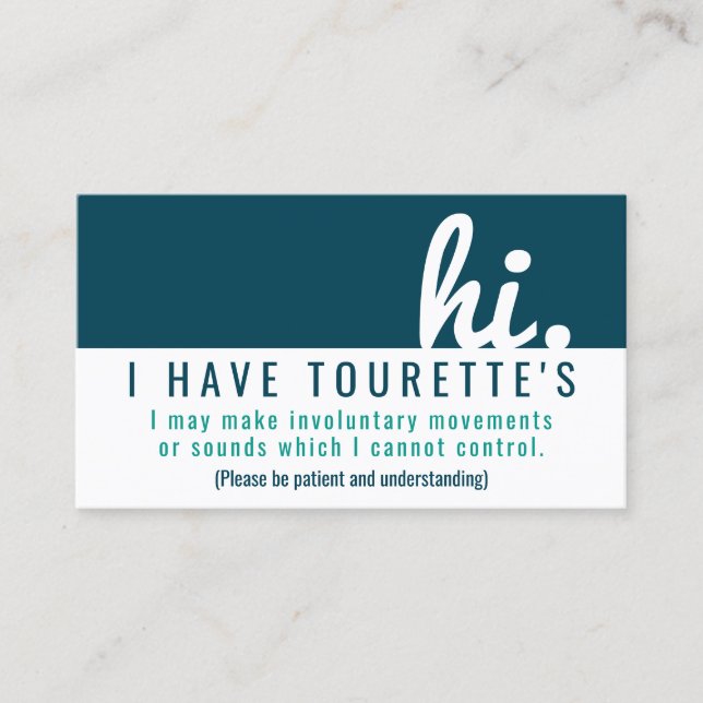 hi tourette Syndrom Patience pvc Abzeichen Visitenkarte (Vorderseite)