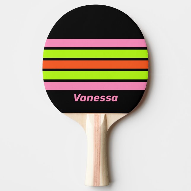 HI-VIS and Pink Across Striping with Name Tischtennis Schläger (Vorderseite)