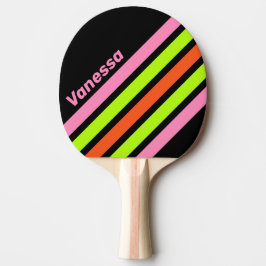 HI-VIS and Pink Angled Striping with Name Tischtennis Schläger