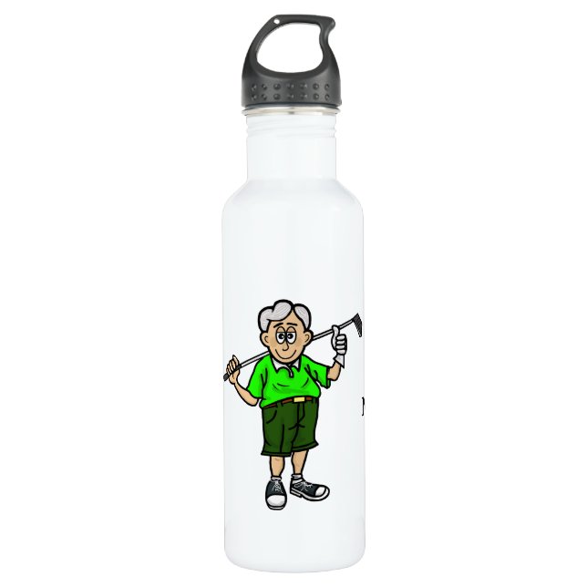 Hiar gris Male Golfer Bouteille d'eau personnalisé (Devant)