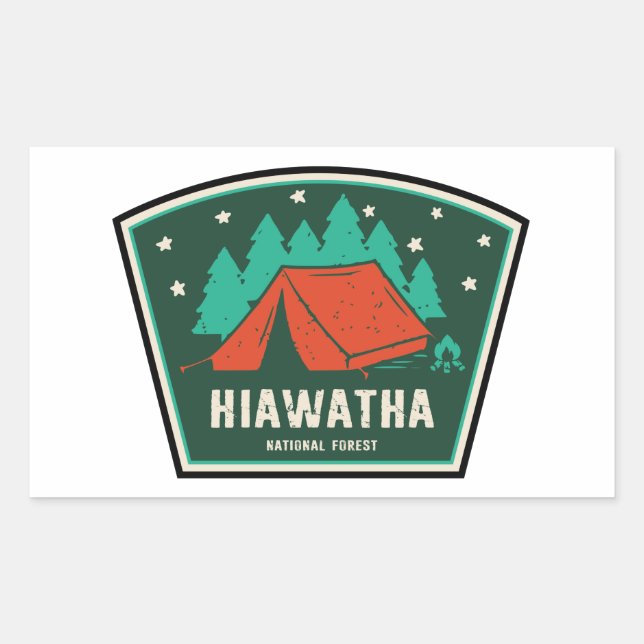 Hiawatha National Forest Camping Rechteckiger Aufkleber (Vorderseite)