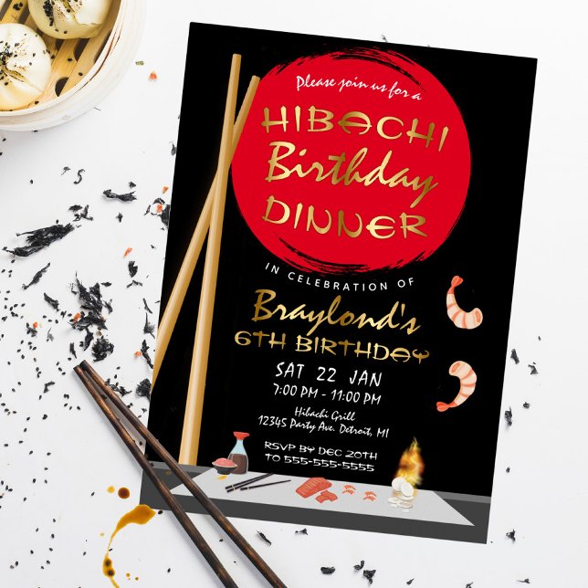Hibachi Birthday Dinner Hibachi Party Folieneinladung (Von Creator hochgeladen)