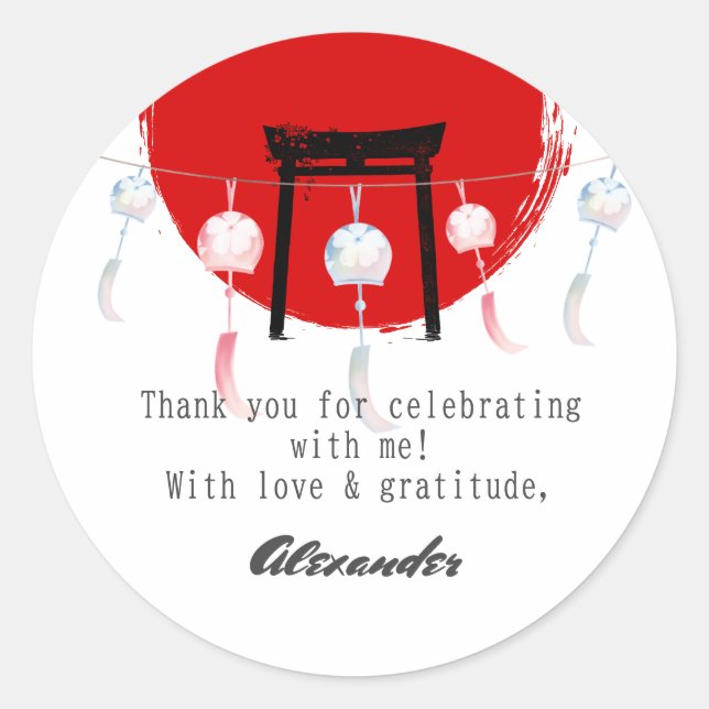 Hibachi Birthday Party Wind Chimes Furin Japanisch Runder Aufkleber (Vorderseite)