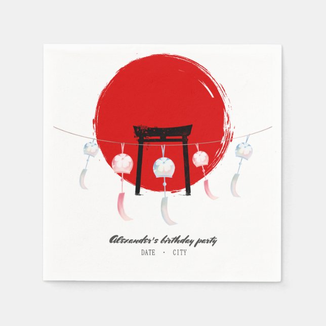 Hibachi Birthday Party Wind Chimes Furin Japanisch Serviette (Vorderseite)