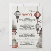 Hibachi Dinner Menü mit japanischen Lanterns