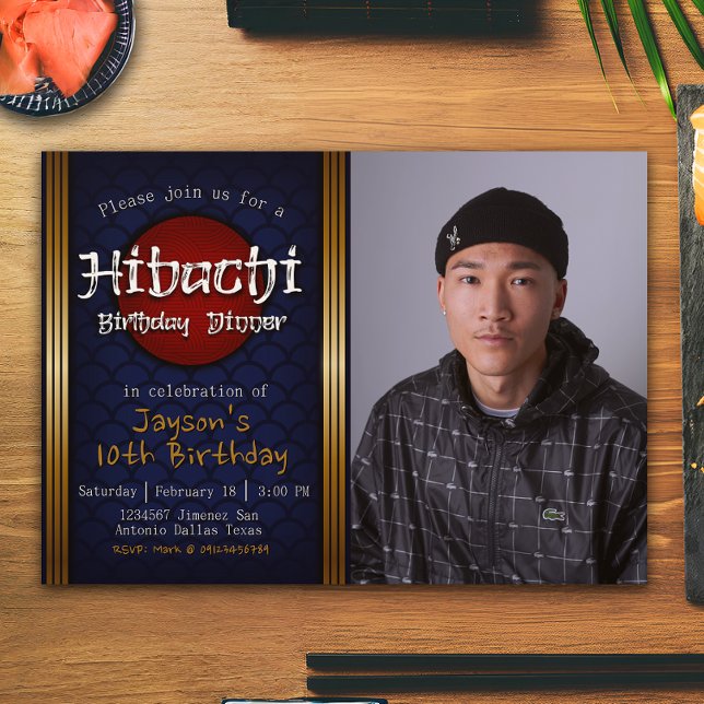 Hibachi Geburtstagsessen mit Foto Einladung (Hibachi Birthday Dinner with Photo Invitation)