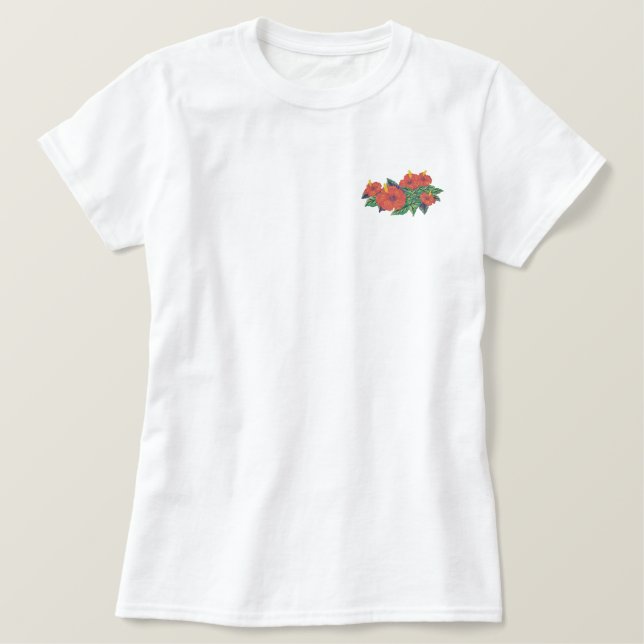 Hibicus Bouquet Besticktes T-Shirt (Design vorne)