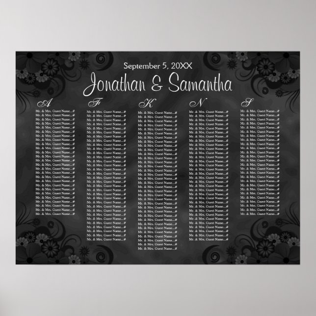 Hibiscus Black Floral Mariage Tableau Cartes de si (Devant)