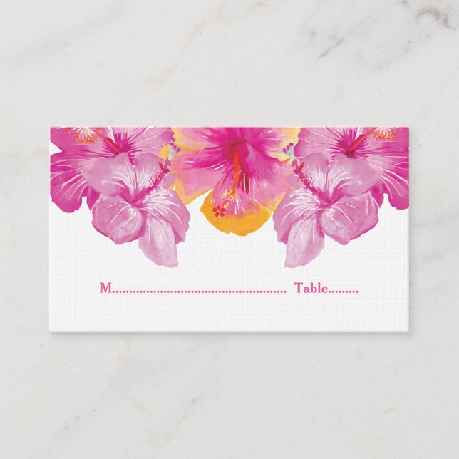 Hibiscus brossé Floral Mariage Cartes de Place (Devant)